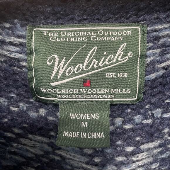 Woolrich blue toggle sweater cardigan lambs wool warm size medium - Picture 6 of 7